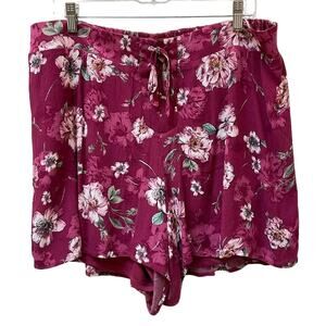 Torrid Floral Lace Up Lined Shorts Women's Size 1X Purple